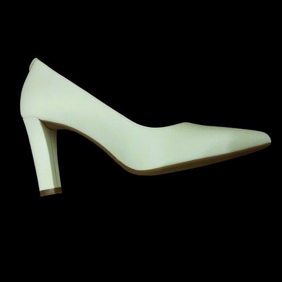 Michael Kors, Leather Pumps, Size 7M, Block Heel, Pointed Toe, Abbi Flex Comfort - Picture 1 of 16